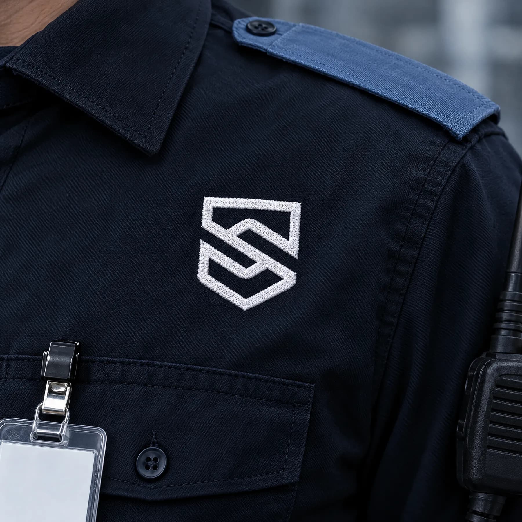 Detalle del uniforme con el escudo de Shabak bordado en el pecho